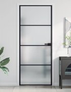 vidaXL Интериорна врата черна 83x2015 см закалено стъкло и алуминий