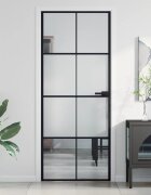 vidaXL Интериорна врата черна 83x2015 см закалено стъкло и алуминий