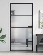 vidaXL Интериорна врата черна 93x2015 см закалено стъкло и алуминий
