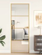 vidaXL Интериорна врата златиста 76x2015 см закалено стъкло алуминий
