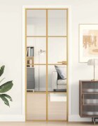 vidaXL Интериорна врата златиста 76x2015 см закалено стъкло алуминий