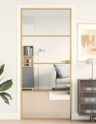 vidaXL Интериорна врата златиста 93x2015 см закалено стъкло алуминий