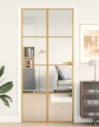 vidaXL Интериорна врата златиста 93x2015 см закалено стъкло алуминий
