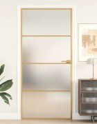 vidaXL Интериорна врата златиста 93x2015 см закалено стъкло алуминий