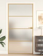 vidaXL Интериорна врата злато 1025x2015 см закалено стъкло алуминий