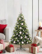 vidaXL Изкуствен коледен дърво с панти 150 LEDs Зелено 120 cm PVC и PE