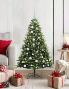 vidaXL Изкуствен коледен дърво с панти 150 LEDs Зелено 120 cm PVC и PE