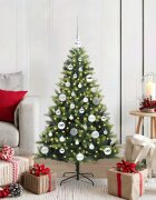 vidaXL Изкуствен коледен дърво с панти 150 LEDs Зелено 120 cm PVC и PE