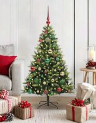 vidaXL Изкуствен коледен дърво с панти 150 LEDs Зелено 120 cm PVC и PE