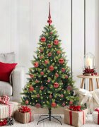 vidaXL Изкуствен коледен дърво с панти 150 LEDs Зелено 150 cm PVC и PE
