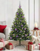 vidaXL Изкуствен коледен дърво с панти 150 LEDs Зелено 150 cm PVC и PE