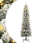 vidaXL Изкуствена коледна елха 150 LED и флокиран сняг 150 см