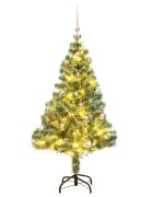 vidaXL Изкуствена коледна елха 150 LED топки и флокиран сняг 120 см