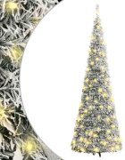 vidaXL Изкуствена коледна елха с флокиран сняг 100 LED лампи 150 см
