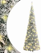 vidaXL Изкуствена коледна елха с флокиран сняг 50 LED лампи 120 см