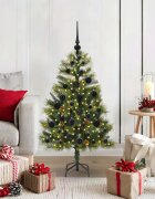 vidaXL Изкуствена коледна елха с хингед и шишарки Зелен 120 cm