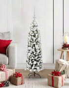 vidaXL Изкуствена коледна елха с LED светлини Зелен и бял 120 cm