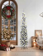 vidaXL Изкуствена коледна елха с LED светлини Зелен и бял 180 cm
