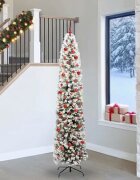 vidaXL Изкуствена коледна елха с LED светлини Зелен и бял 240 cm