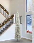 vidaXL Изкуствена коледна елха с LED светлини Зелен и бял 300 cm