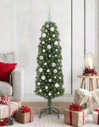 vidaXL Изкуствена коледна елха с LED светлини Зелено 150 cm
