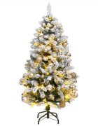 vidaXL Изкуствена коледна елха с шарнири 150 LED и топки 120 см