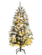 vidaXL Изкуствена коледна елха с шарнири 150 LED и топки 150 см
