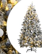 vidaXL Изкуствена коледна елха с шарнири 300 LED и топки 180 см