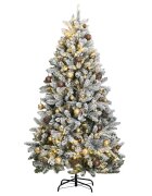 vidaXL Изкуствена коледна елха с шарнири 300 LED и топки 180 см