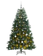 vidaXL Изкуствена коледна елха с шарнири 300 LED и топки 180 см