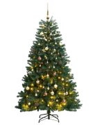 vidaXL Изкуствена коледна елха с шарнири 300 LED и топки 210 см