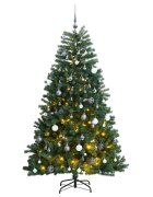 vidaXL Изкуствена коледна елха с шарнири 300 LED и топки 210 см