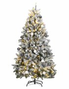 vidaXL Изкуствена коледна елха с шарнири 300 LED и топки 300 см