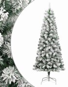 vidaXL Изкуствена коледна елха с шарнири и флокиран сняг 180 см