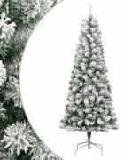 vidaXL Изкуствена коледна елха с шарнири и флокиран сняг 240 см