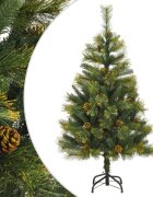 vidaXL Изкуствена коледна елха с шарнири и шишарки 120 см