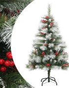 vidaXL Изкуствена коледна елха с шишарки и горски плодове 150 см