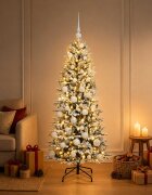 vidaXL Изкуствена коледна елха с топки 120 см 150 LED светодиода