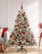 vidaXL Изкуствена коледна елха с топки 120 см 150 LED светодиода