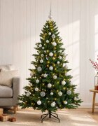 vidaXL Изкуствена коледна елха с топки 120 см 150 LED светодиода