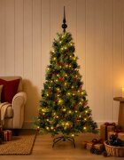 vidaXL Изкуствена коледна елха с топки 150 см 150 LED светодиода