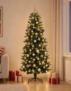 vidaXL Изкуствена коледна елха с топки 180 см 300 LED светодиода