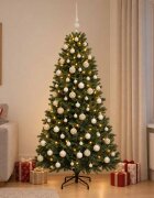 vidaXL Изкуствена коледна елха с топки 180 см 300 LED светодиода