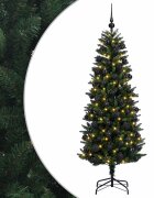 vidaXL Изкуствена коледна елха с топки 210 см 300 LED светодиода