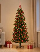 vidaXL Изкуствена коледна елха с топки 240 см 300 LED светодиода