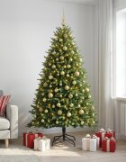 vidaXL Изкуствена коледна елха с топки 240 см 300 LED светодиода