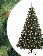 vidaXL Изкуствена коледна елха с топки 240 см 300 LED светодиода