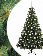 vidaXL Изкуствена коледна елха с топки 240 см 300 LED светодиода