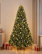 vidaXL Изкуствена коледна елха с топки 300 см 300 LED светодиода