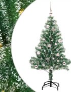 vidaXL Изкуствена коледна елха със сняг и LED светлина 150 cm
